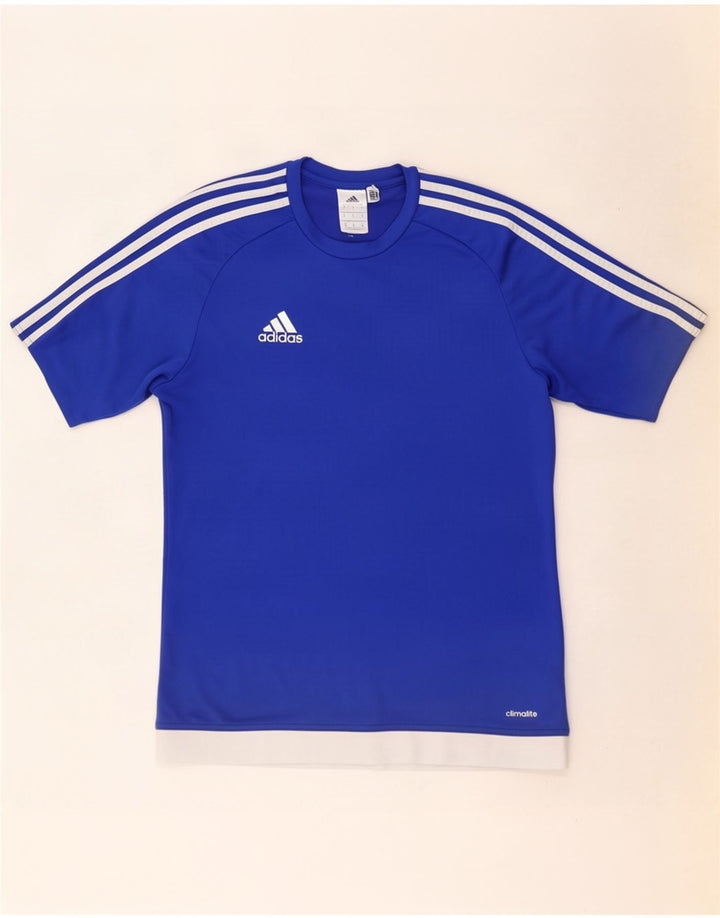 Adidas Męska koszulka T-shirt Climalite Top, mała, niebieska, z blokami kolorów, poliester