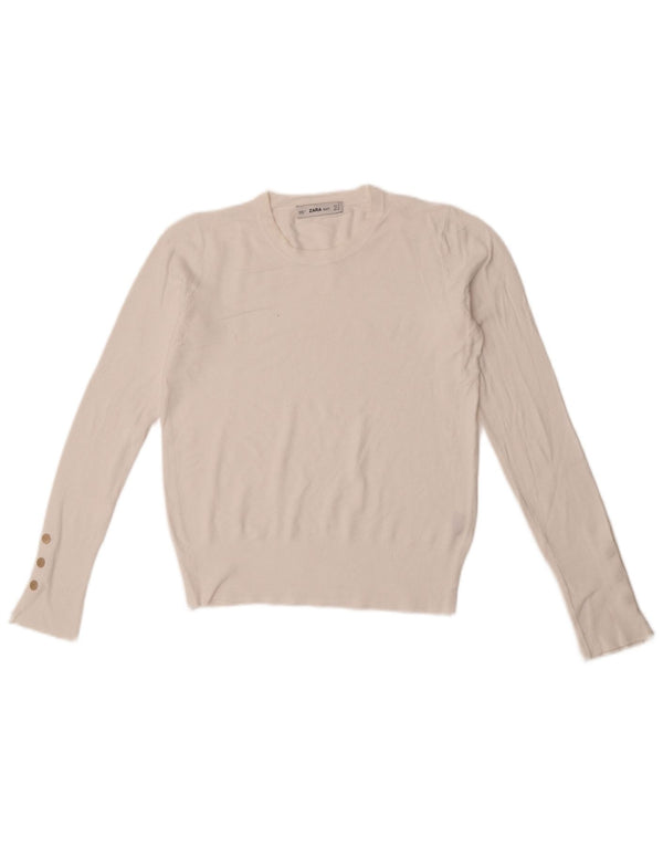 Sweter damski Zara z okrągłym dekoltem, UK 10, mały, biały