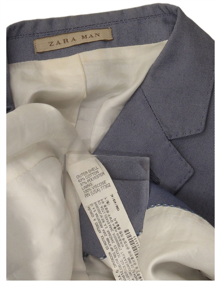 Zara Męska marynarka zapinana na 2 guziki UK 36 Small Blue Cotton