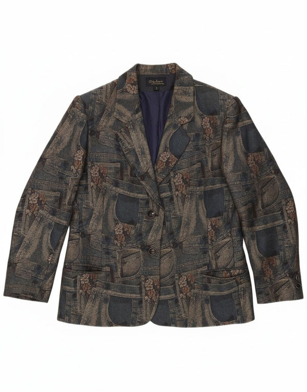 Damska marynarka Carnet zapinana na 3 guziki UK 14 Średni granatowy w kwiaty