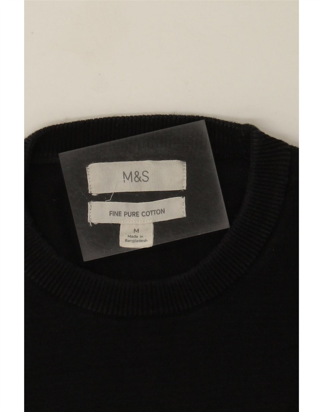 Marks & Spencer Damski sweter z okrągłym dekoltem, średni czarny, bawełniany