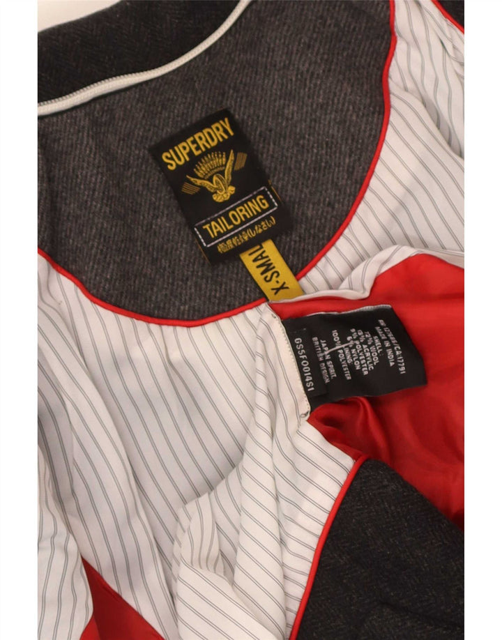 Damska marynarka Superdry zapinana na 2 guziki, UK 6 XS, szara wełna