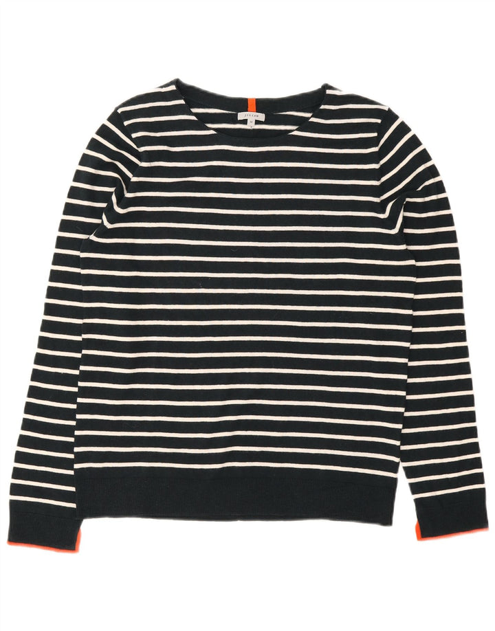 Sweter damski Jigsaw z dekoltem w łódkę UK 14, średni granatowy w paski
