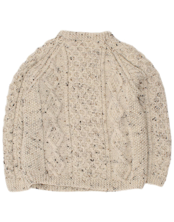 Chłopięcy sweter z golfem w stylu vintage, 5-6 lat, beżowy nakrapiany