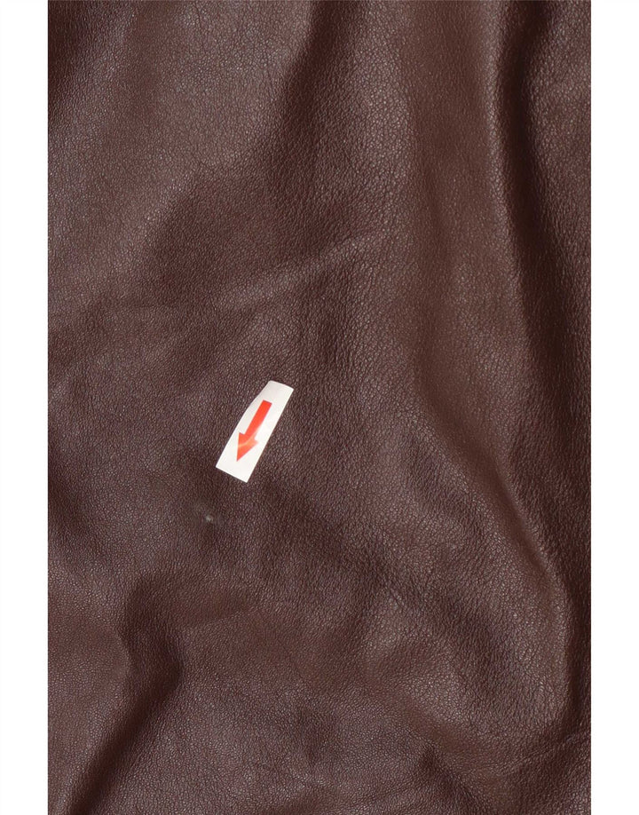 Vintage damski płaszcz skórzany IT 48 XL bordowy
