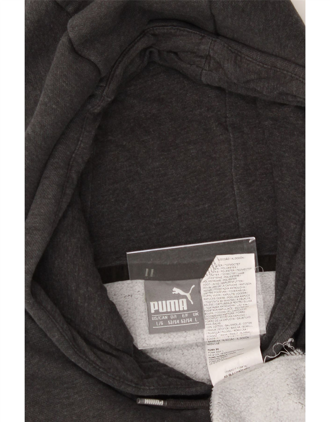 PUMA Mens Graphic Hoodie Jumper Large Grey Cotton Vintage Puma and Second-Hand Puma from Messina Hembry 