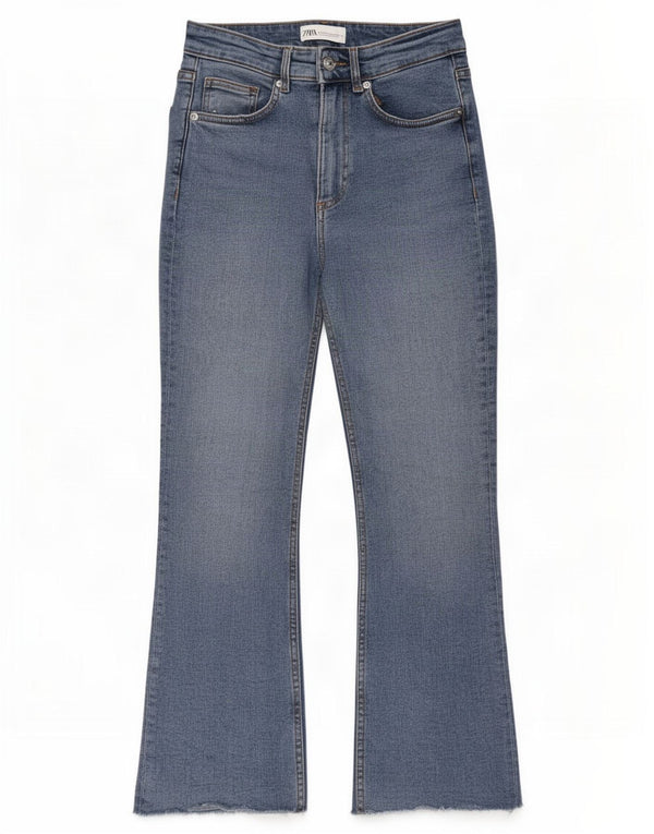 Damskie jeansy z wysokim stanem Zara Flared EU 38 Small W28 L26 Niebieskie