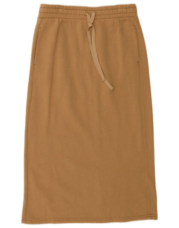 Benetton Womens Midi Skirt Medium W28 Beige Cotton