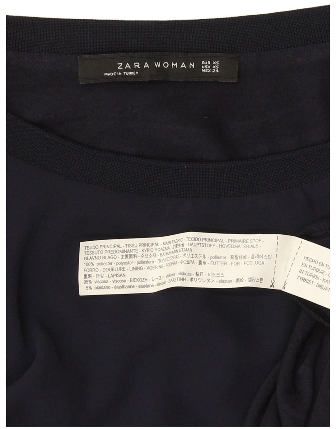 Bluzka damska Oversize Zara Top UK 6 XS Granatowa wiskoza