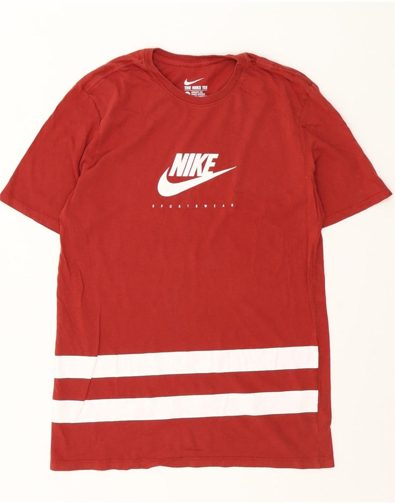NIKE Mens Athletic Cut Graphic T-Shirt Top Medium Red Striped Cotton Vintage Nike and Second-Hand Nike from Messina Hembry 