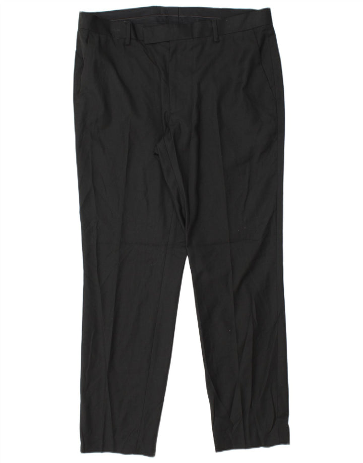 Marks & Spencer Męskie spodnie garniturowe slim fit W34 L29 Czarny poliester