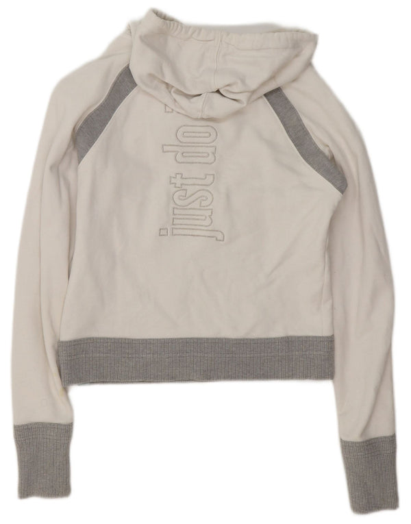 Damska bluza z kapturem Nike Crop Graphic UK 10/12 Średni biały blok kolorów