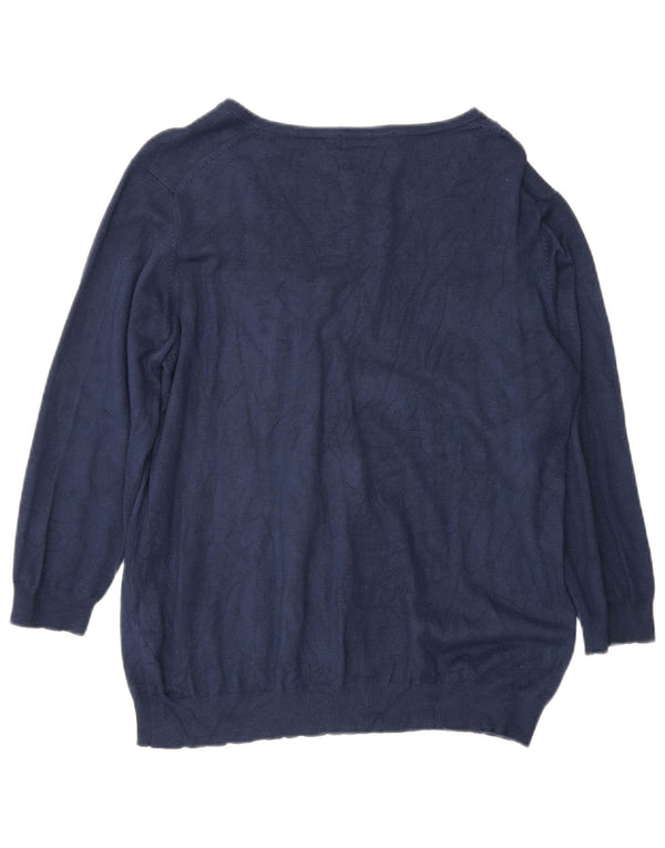Sweter damski Marks & Spencer z dekoltem w kształcie litery V, UK 18 XL, granatowy, wiskoza