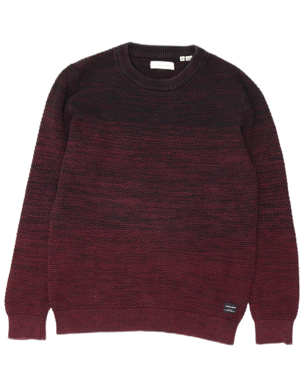 Męski sweter Jack & Jones z dekoltem w łódkę, średni bordowy blok kolorów