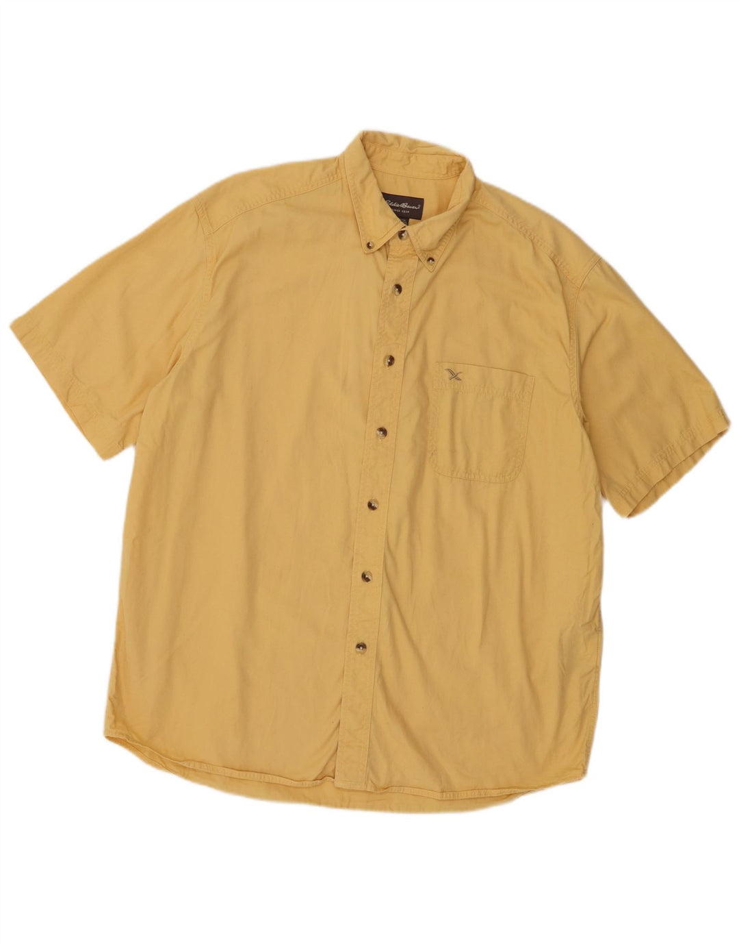 Męska koszula z krótkim rękawem Eddie Bauer, duża, żółta, bawełniana