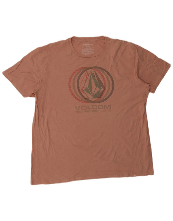 Męska koszulka z grafiką Volcom Top 2XL, różowa, bawełniana