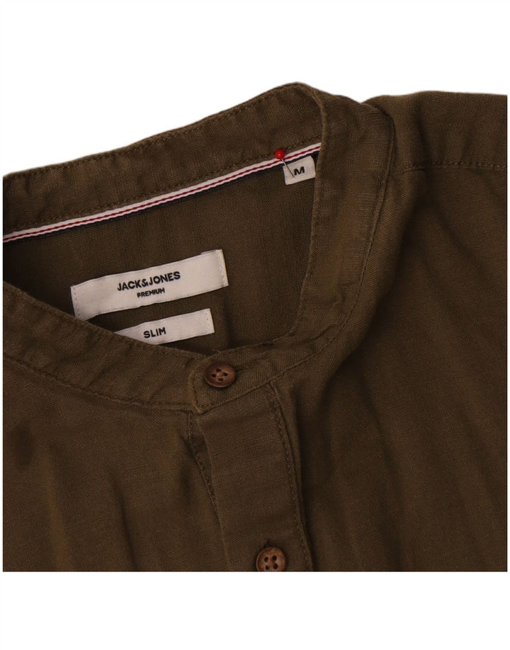 Męska koszula pulowerowa Jack & Jones Premium Slim, średnia, bawełniana khaki