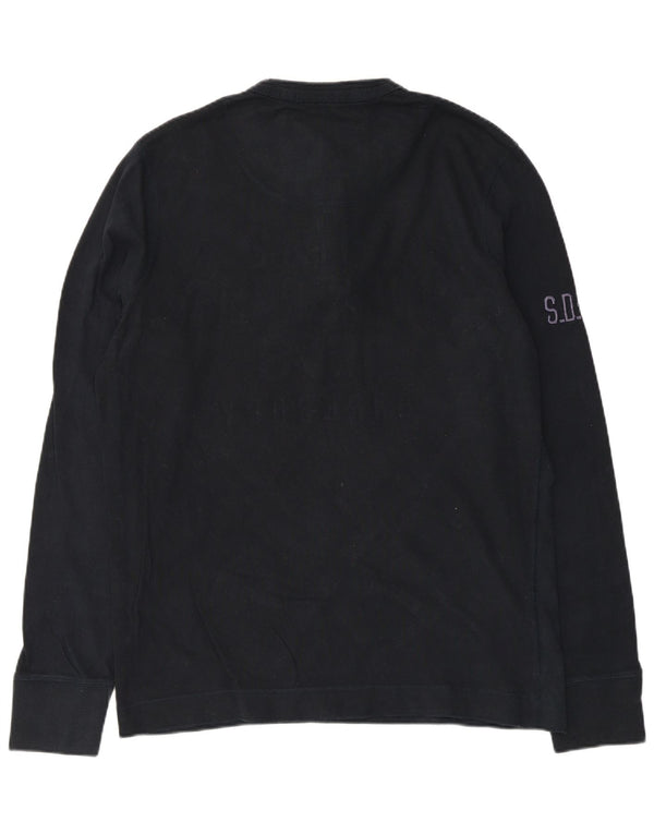 Męski graficzny top Superdry z długim rękawem XL, granatowy, bawełniany