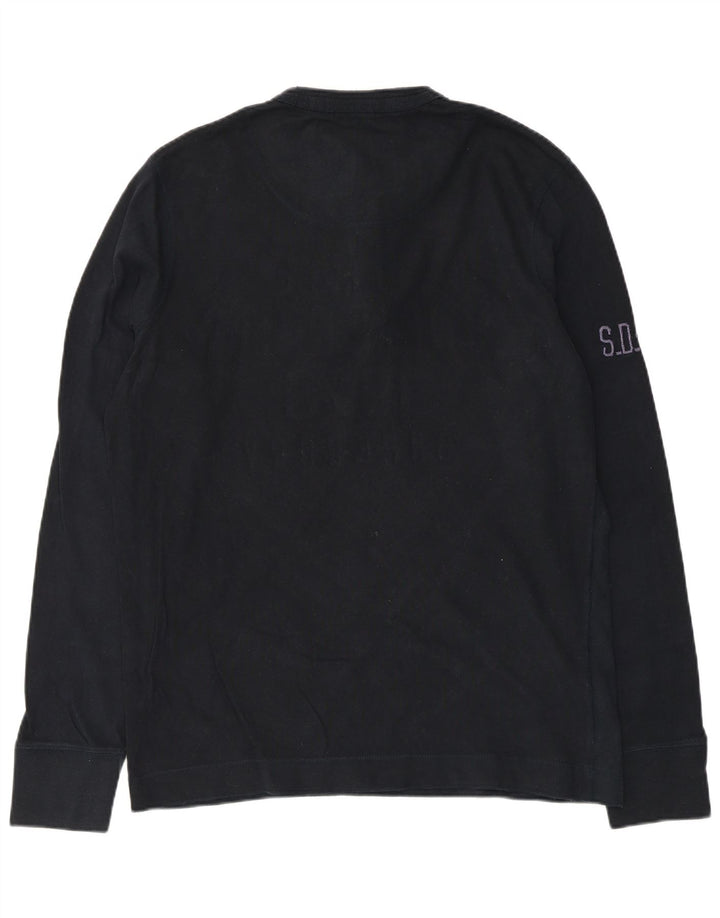 Męski graficzny top Superdry z długim rękawem XL, granatowy, bawełniany