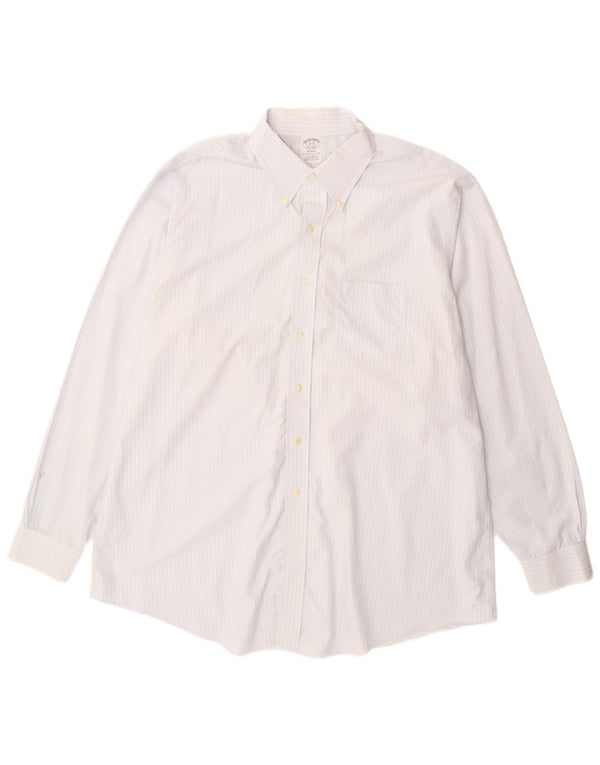 Koszula męska Brooks Brothers, rozmiar 18, 2XL, bawełniana niebieska kratka