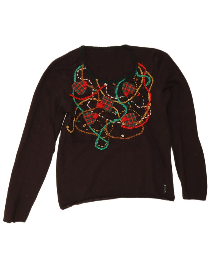 Sweter damski Armani Jeans z abstrakcyjnym wzorem i dekoltem w łódkę UK 10 Small B