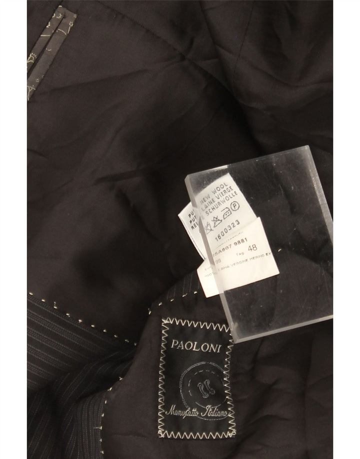 Męska marynarka Paoloni zapinana na 3 guziki IT 48 w średnie czarne prążki