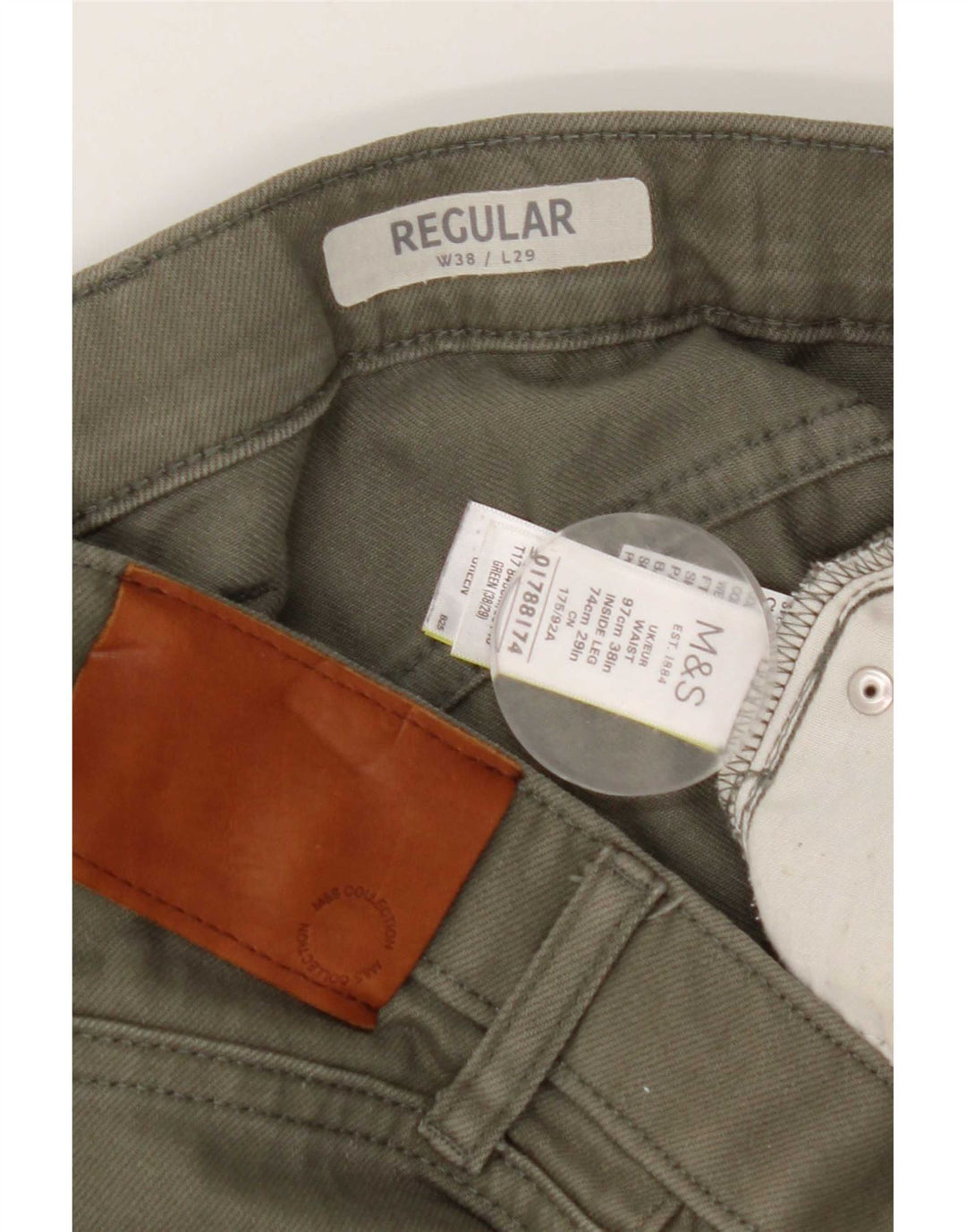 Marks & Spencer Damskie jeansy Regular Straight W38 L29 Zielone bawełniane