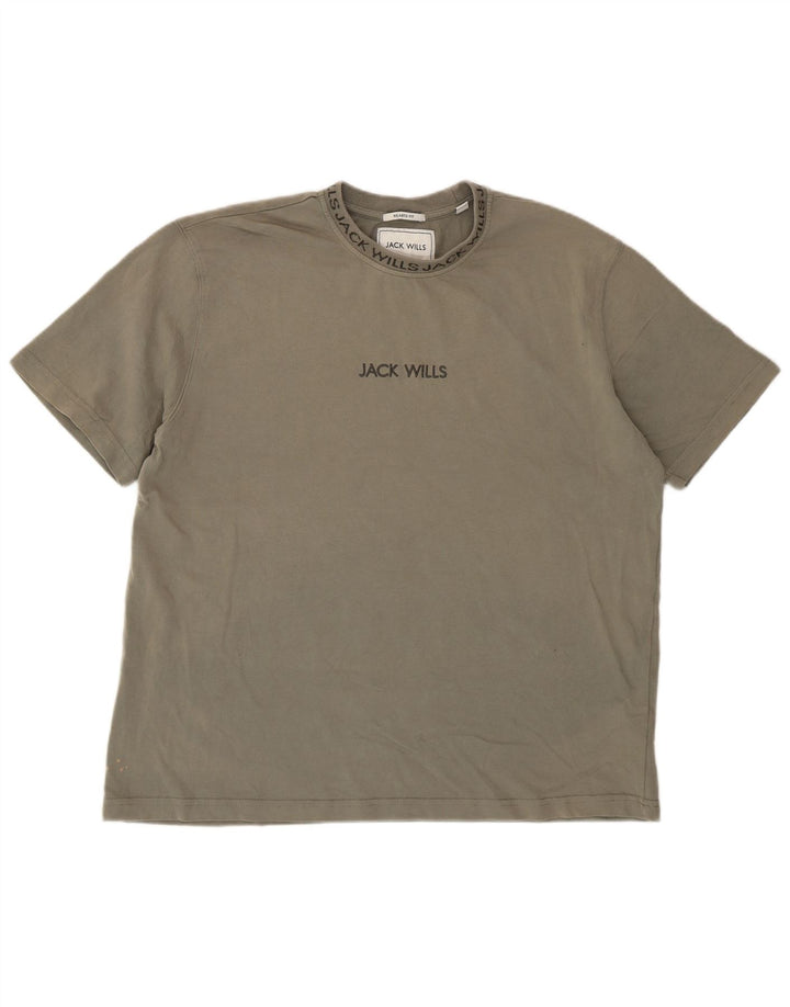 T-shirt męski Jack Wills o swobodnym kroju, średniej wielkości bawełna khaki