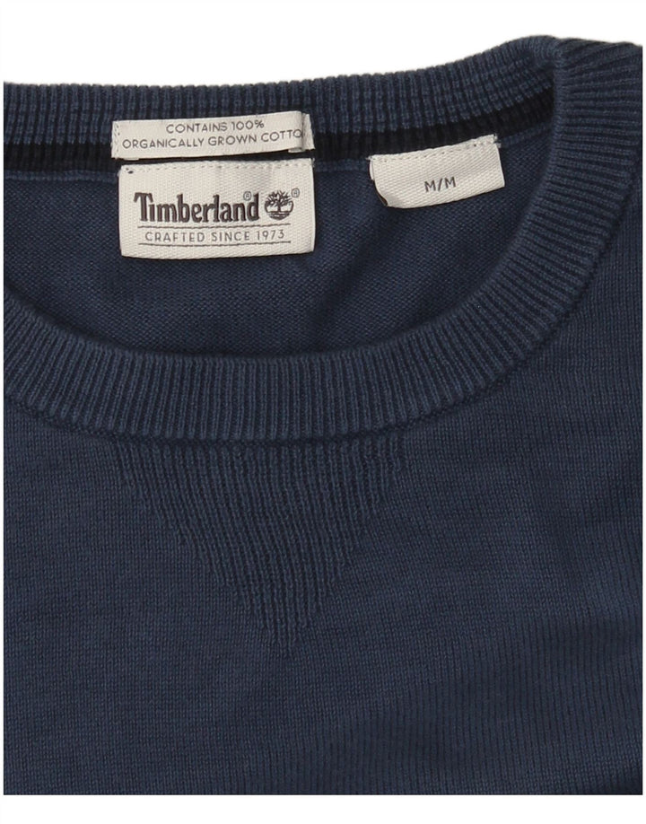 Męski sweter Timberland z okrągłym dekoltem, średnioniebieski, bawełniany