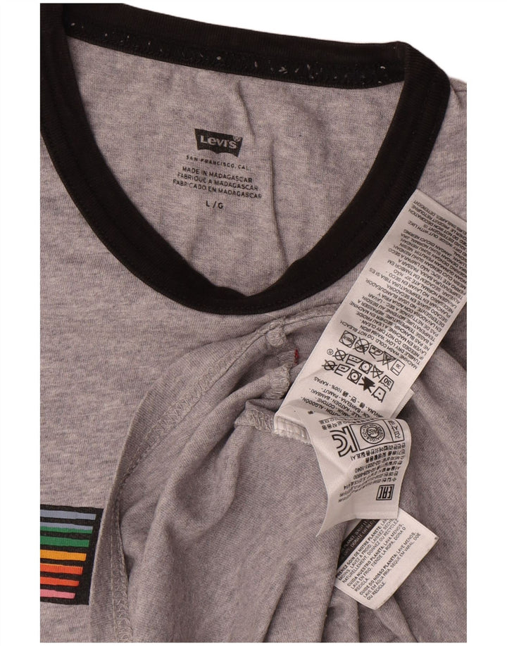 Męski T-shirt z grafiką Levi's, duży, szary, z bawełny w plamki