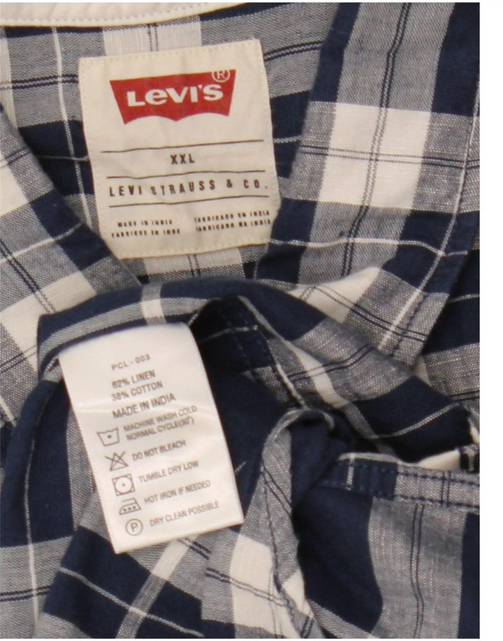 Koszula męska Levi's 2XL w niebieską kratę, lniana