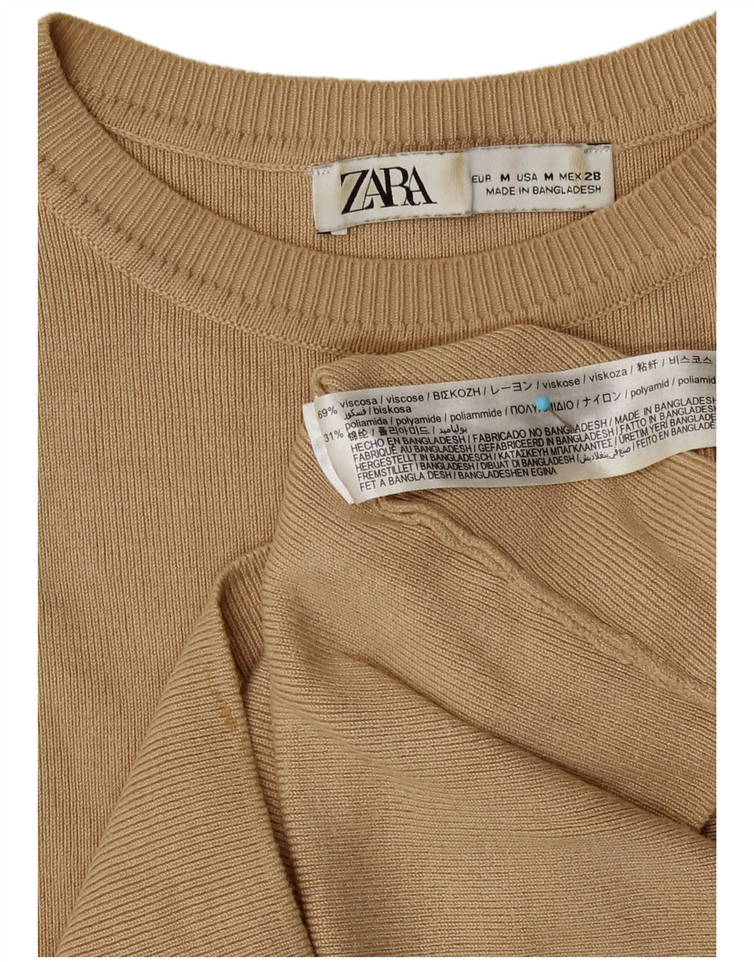 Damski podkoszulek Zara Crop Vest UK 12 Średni brązowy wiskoza