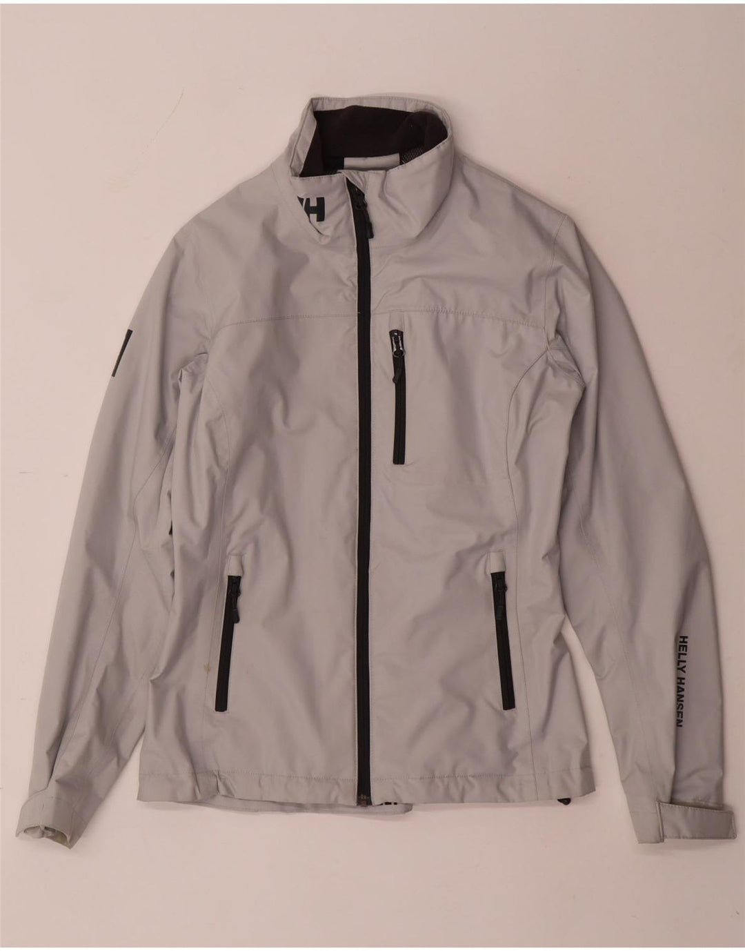 Damska kurtka przeciwdeszczowa Helly Hansen z grafiką UK 10, mała, szary poliester