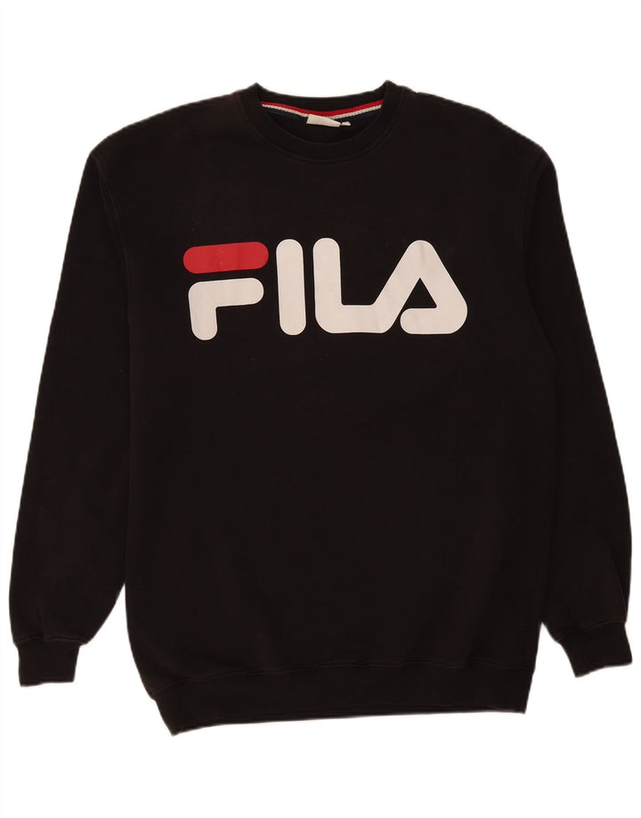 Męska bluza z grafiką Fila, średnia czarna, bawełniana