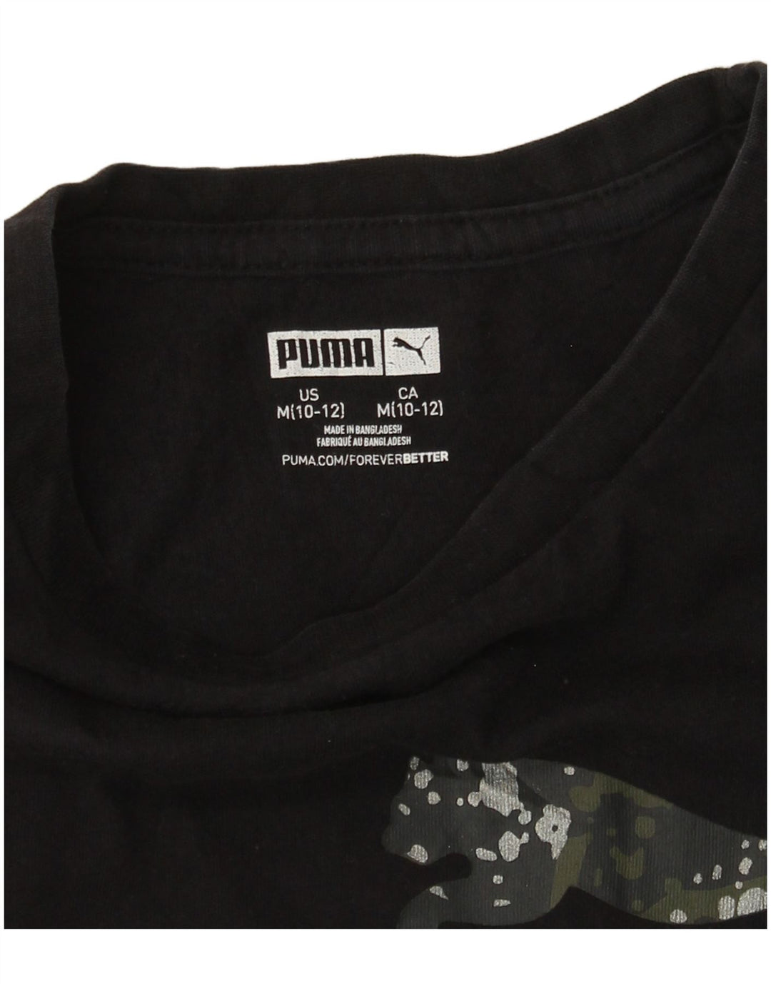 Dziewczęcy T-shirt z grafiką PUMA, 10-11 lat, średni czarny
