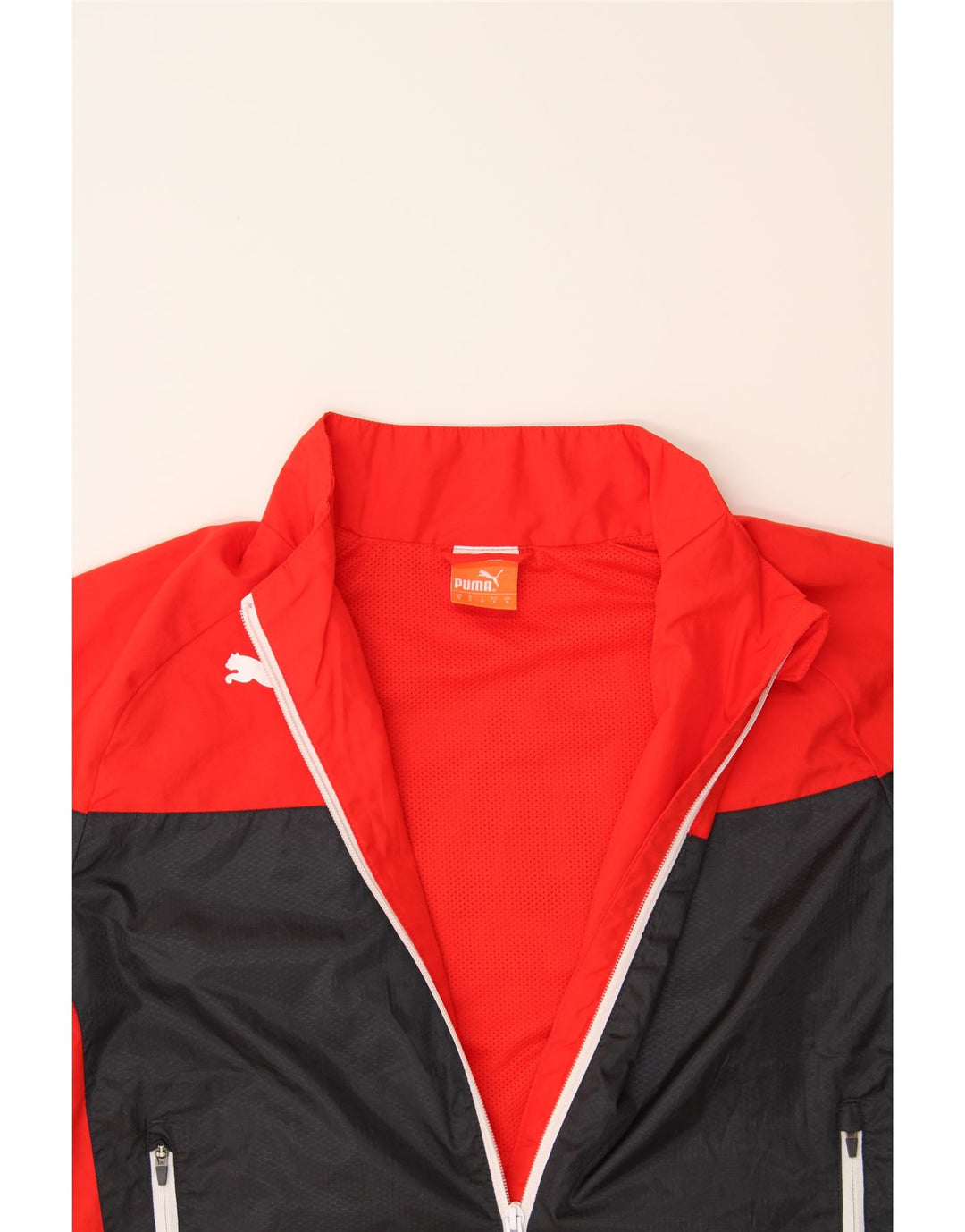 PUMA Mens Austria Graphic Tracksuit Top Jacket Small Red Colourblock Vintage Puma and Second-Hand Puma from Messina Hembry 