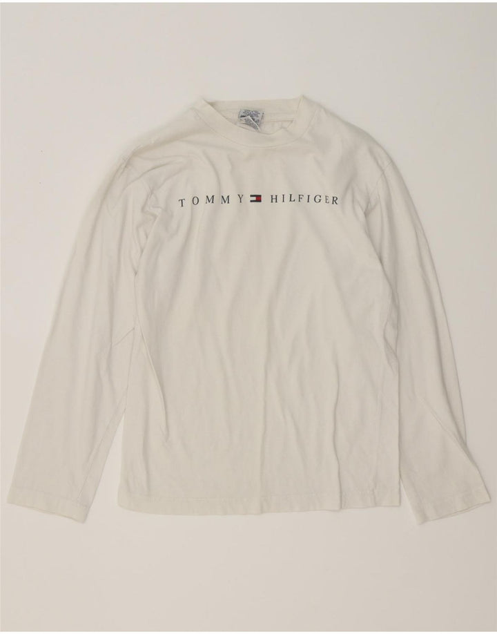Chłopięcy top Tommy Hilfiger z długim rękawem, grafiką, 13-14 lat, średnia biała bawełna