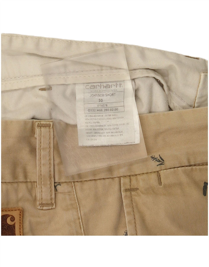 Męskie spodenki chino Carhartt W30 w abstrakcyjny wzór, średnia beżowa bawełna
