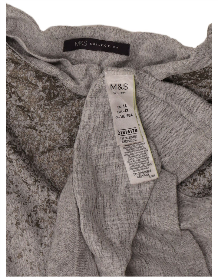 Marks & Spencer Damski top bluzkowy UK 14, średni szary, nakrapiany poliester