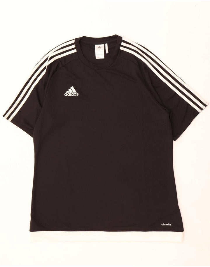 Adidas Męska koszulka Climalite Top, duża, czarna, poliestrowa z blokami kolorów