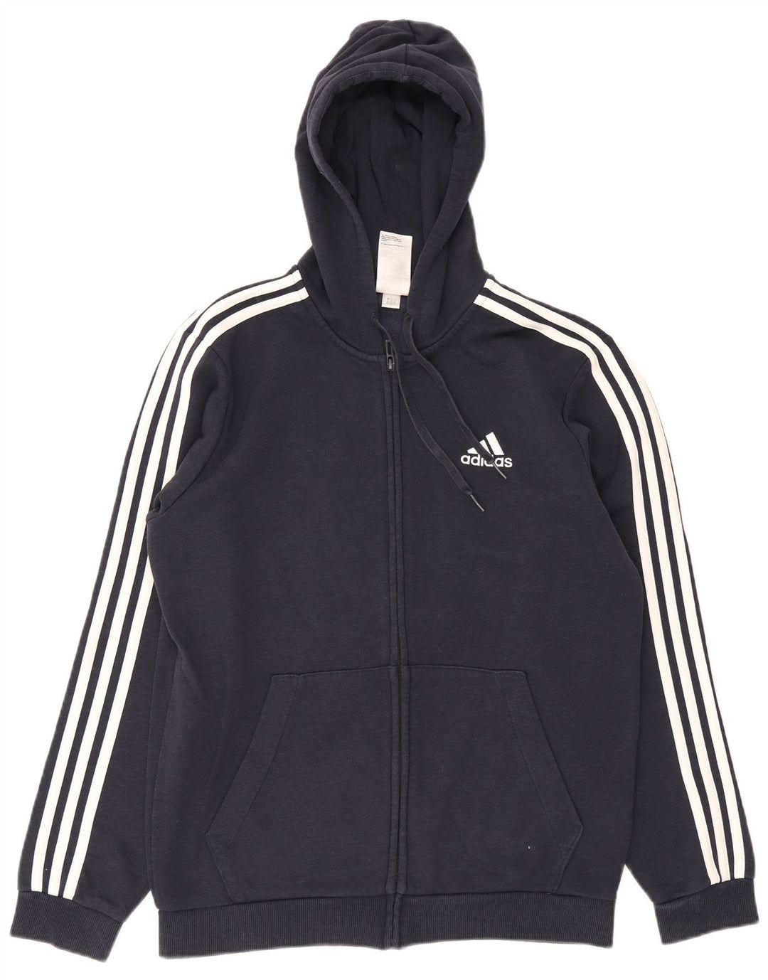 Adidas Męski sweter z kapturem i zamkiem błyskawicznym, średni granatowy, bawełniany