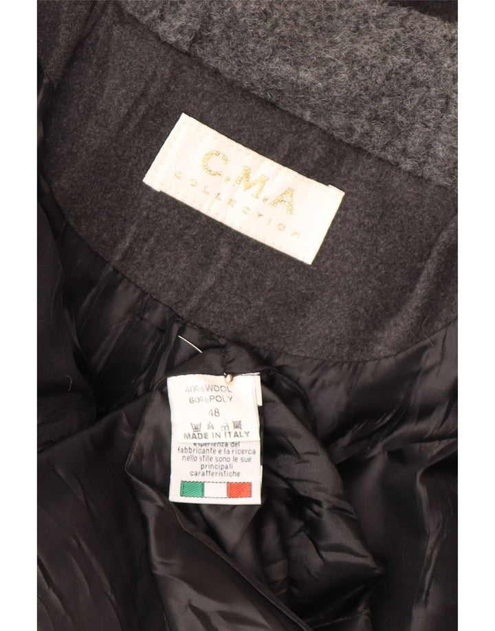 Damski płaszcz z kapturem VINTAGE IT 48 XL Szara wełna