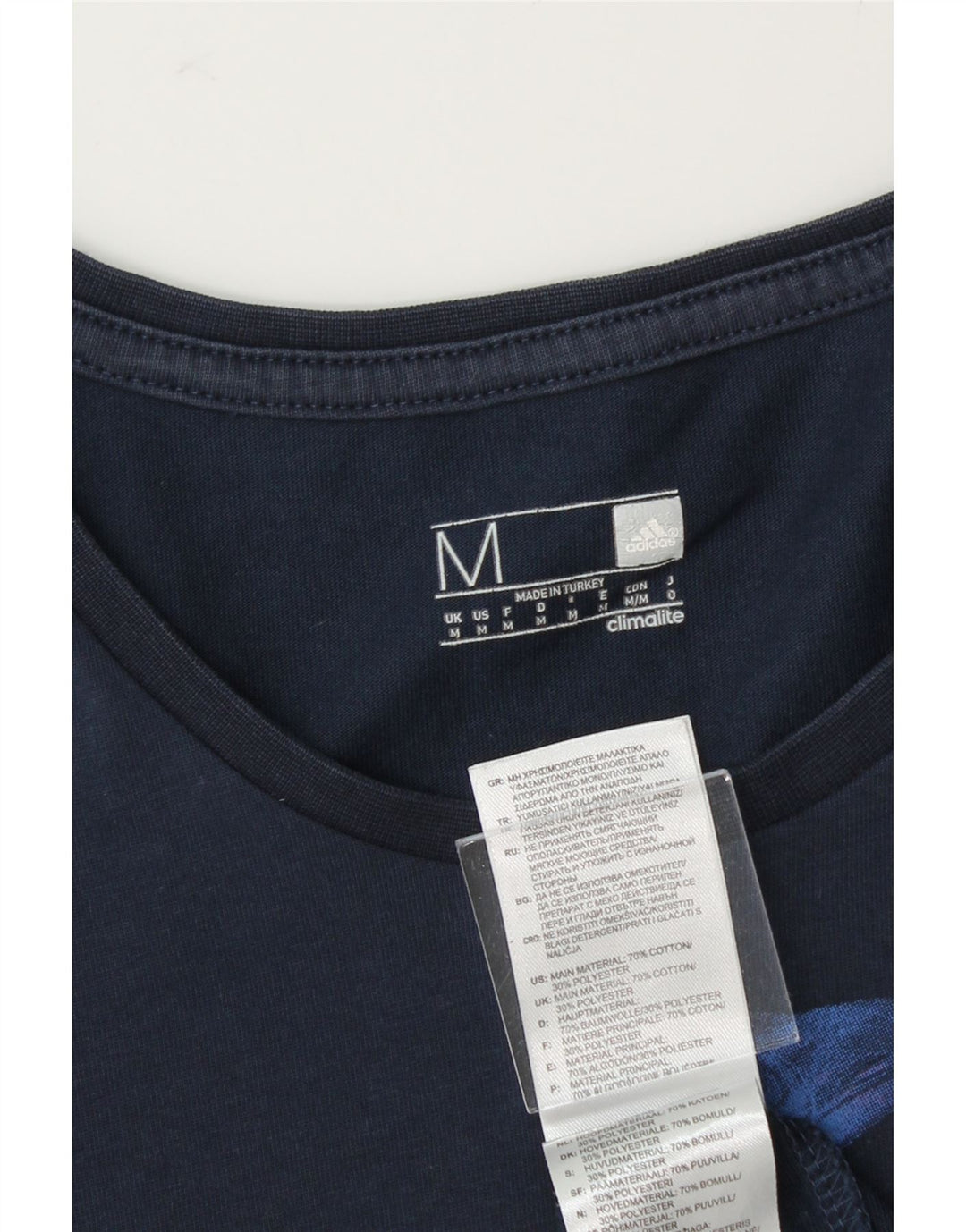 ADIDAS Mens Graphic T-Shirt Top Medium Navy Blue Cotton Vintage Adidas and Second-Hand Adidas from Messina Hembry 