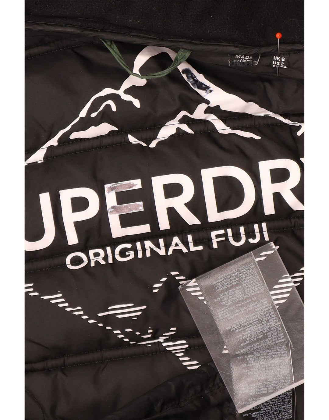 Damski ocieplany płaszcz z kapturem Superdry UK 6 XS, zielony poliester