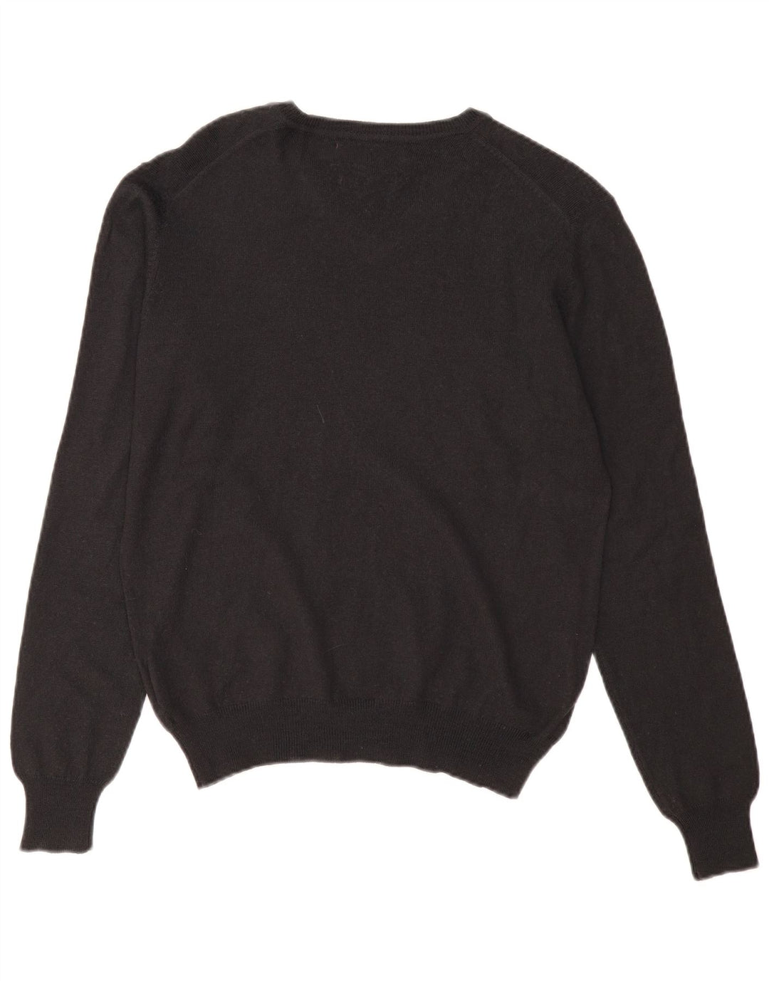 Marlboro Classics Męski sweter o kroju slim fit z dekoltem w szpic, średniej czarnej wełny