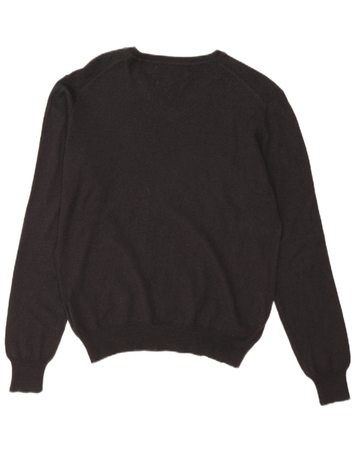 Marlboro Classics Męski sweter o kroju slim fit z dekoltem w szpic, średniej czarnej wełny