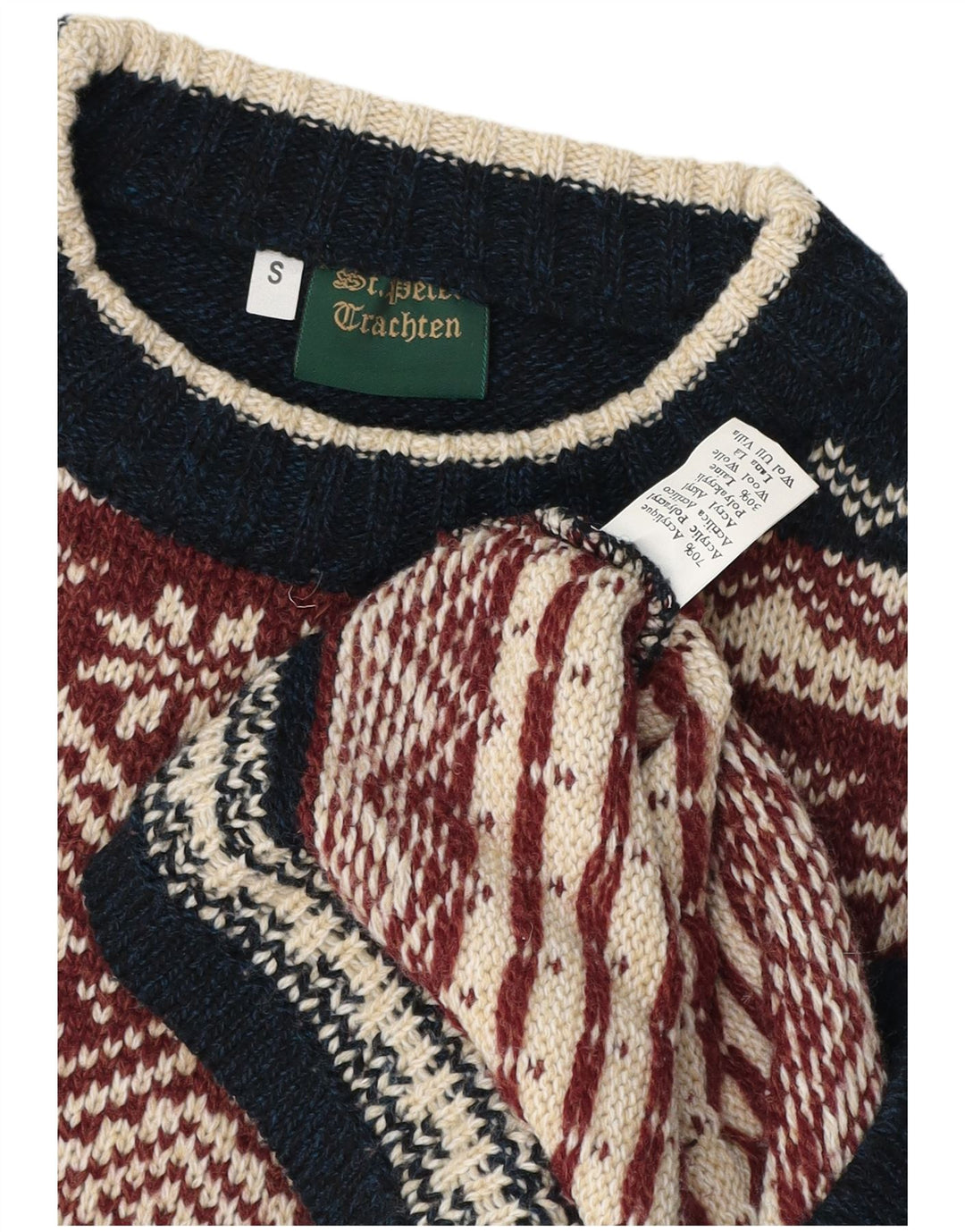 Męski sweter z okrągłym dekoltem w stylu VINTAGE, mały, wielobarwny Fair Isle