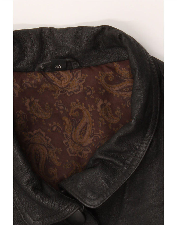 VINTAGE Womens Loose Fit Leather Coat IT 48 XL Black Leather Vintage Vintage and Second-Hand Vintage from Messina Hembry 