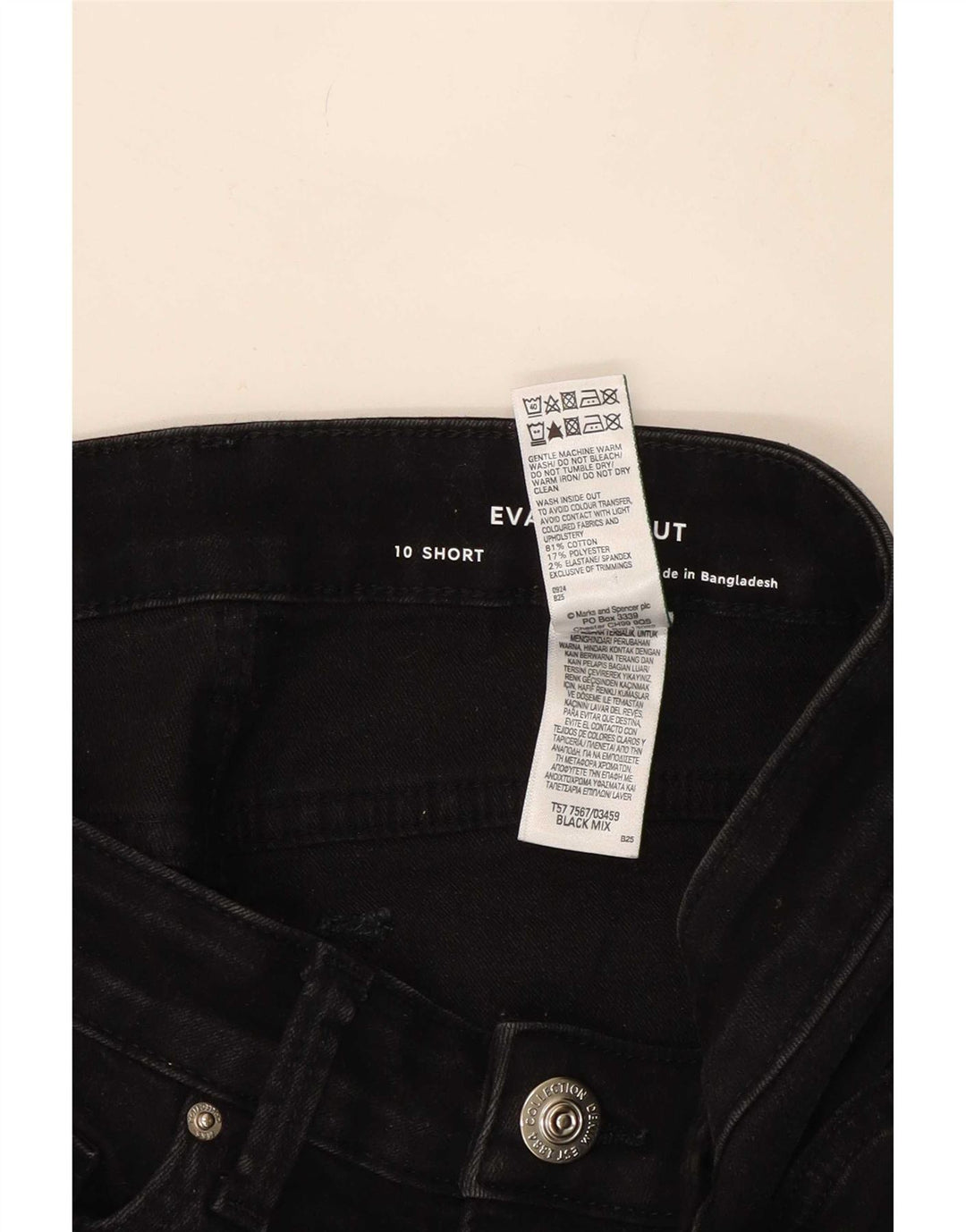 Marks & Spencer Damskie Eva Bootcut Jeansy UK 10 Małe W27 L27 Czarne