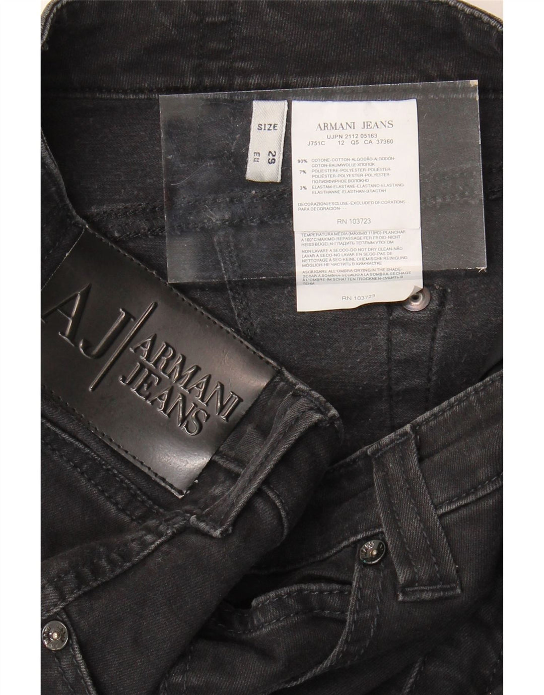 ARMANI Womens Straight Jeans W29 L29 Black Cotton Vintage Armani and Second-Hand Armani from Messina Hembry 
